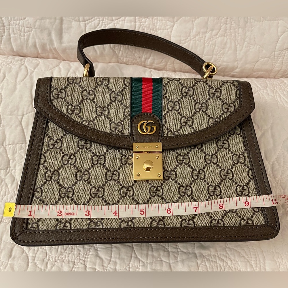 G*U*C*C*I Beige and Brown Satchel with Gold Accents - Picture 6 of 12